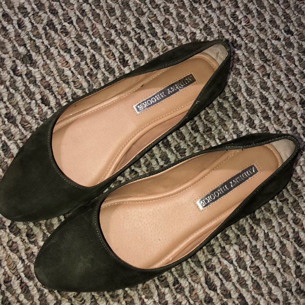 Audrey Brook Mojito olive suede ballet flats